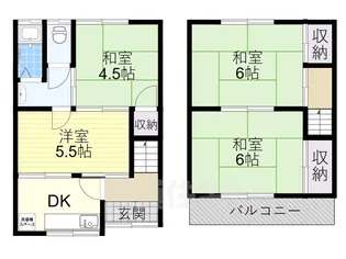 大阪府藤井寺市小山1丁目【テラスハウス】の間取り