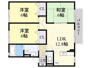 ルミエールB棟【2階】の間取り