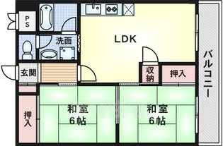 ハピロング鳥飼【2階】の間取り