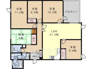 シオンズガーデン花川【4階】の間取り