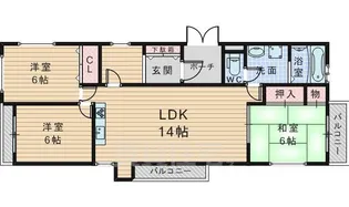 アルプス東豊中マンション【1階】の間取り