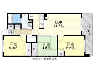 エーベル杭瀬【402号室】の間取り