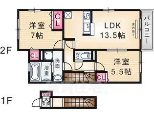 兵庫県尼崎市西昆陽3丁目【アパート】の間取り