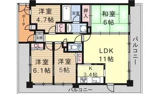 藤和シティホームズ尼崎駅前【8階】の間取り