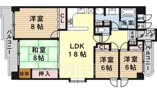 ライオンズマンション灘南【8階】の間取り