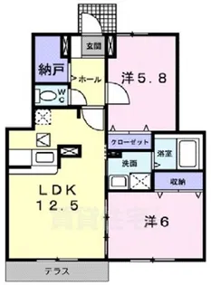 コーポ勢多Ⅱ番館【1階】の間取り