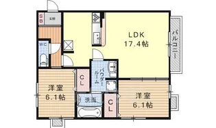 2LDKの間取り画像