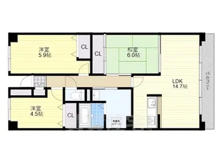 ベルヴィ草津【8階】の間取り