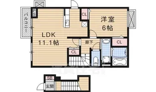京都府京都市山科区椥辻番所ケ口町【アパート】の間取り
