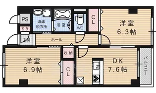 コーポラス伏見【5階】の間取り