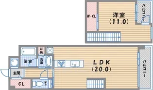 夙川フラット【1階】の間取り