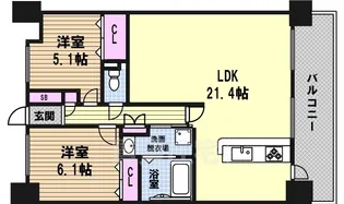 2LDKの間取り画像