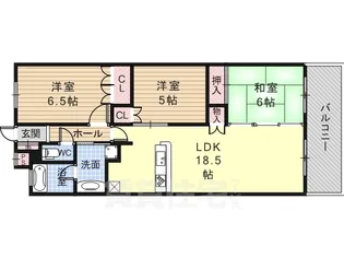 ライオンズ柏原駅前クラウンスクエア【6階】の間取り