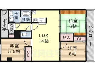 ロイヤルオーク尼崎【1階】の間取り