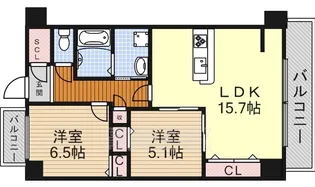 クレセール【5階】の間取り