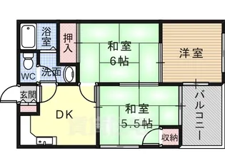 阪南グリーンハイツB棟【4階】の間取り