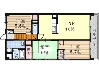パークサイド上原【3階】の間取り