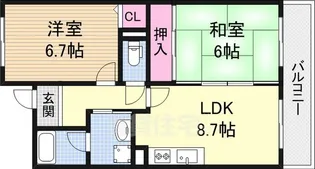 パレ上新庄【6階】の間取り