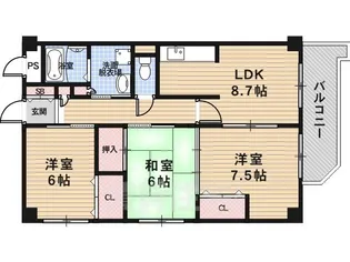 イースタン平野路【3階】の間取り
