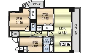 愛知県名古屋市西区花の木1丁目【マンション】の間取り