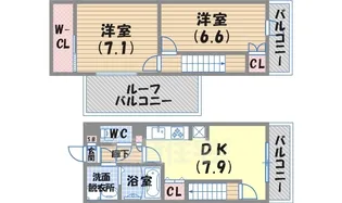 レジディア甲東園【4階】の間取り
