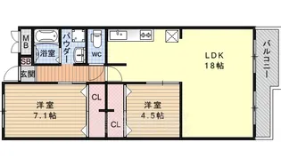 ガーデナル伏見ハイツ【2階】の間取り
