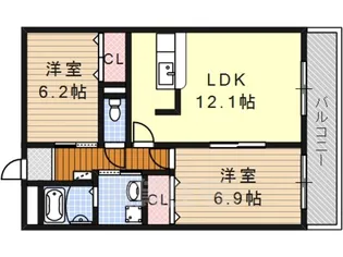 オアシス 荒池【2階】の間取り