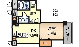 セレブコート新北野【8階】の間取り