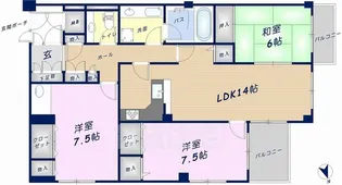 メロディーハイムエクセル石切【104号室】の間取り