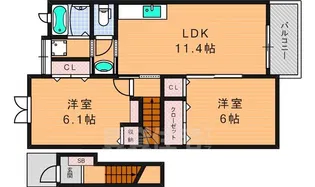 フラン・シャトン【1階】の間取り