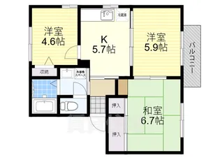 シャトレーヌ梅美台C棟【2階】の間取り