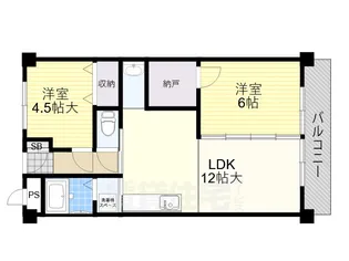 市役所前三和マンション【6階】の間取り