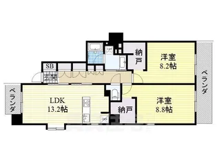 レスタジア南田辺【4階】の間取り