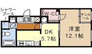 レインボーカーサ内田橋【3階】の間取り
