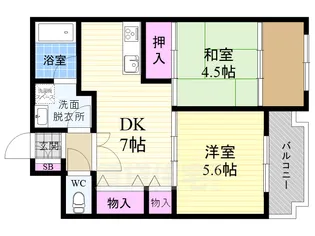 2DKの間取り画像