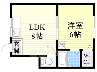 シャトー岡村B棟【1号室】の間取り