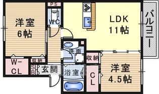 カルテット昆陽【2階】の間取り