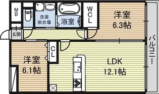 GRANDUKE松原【6階】の間取り