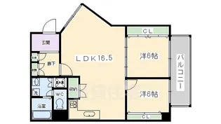 富小路アーバンライフ【6階】の間取り