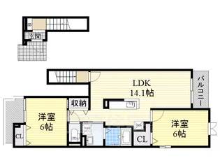 大阪府和泉市富秋町1丁目【アパート】の間取り