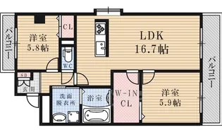 クレッセンド清水ヶ岡【1階】の間取り