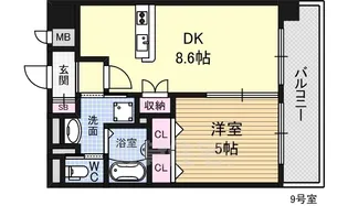 ラグゼ新大阪1【8階】の間取り