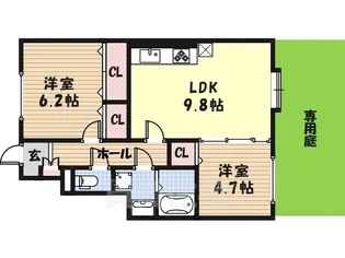 ミリオン志紀【1階】の間取り