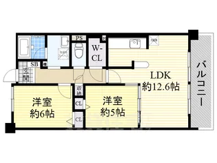 2LDKの間取り画像