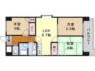 ジュフク松本【10階】の間取り