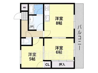バンベール北花田【3階】の間取り