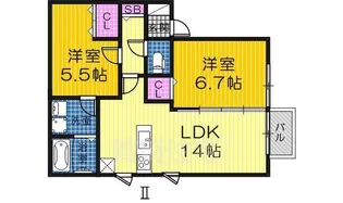大阪府堺市北区東上野芝町2丁【アパート】の間取り