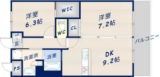 K-TERRACEあやめ池北棟【2階】の間取り