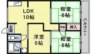 玉手山ハイツ3号館【305号室】の間取り