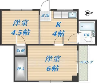 大宝八戸ノ里マンション【3階】の間取り